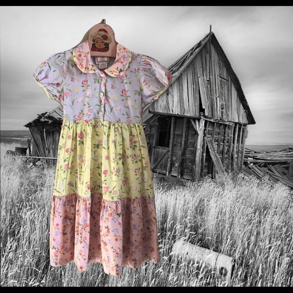 Vintage Girls Cotton Floral Dress April Cornell